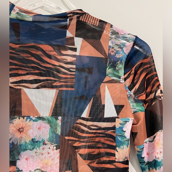 SHEIN Mixed Print Sheer Long Sleeve Top Size Medium - Picture 4 of 6